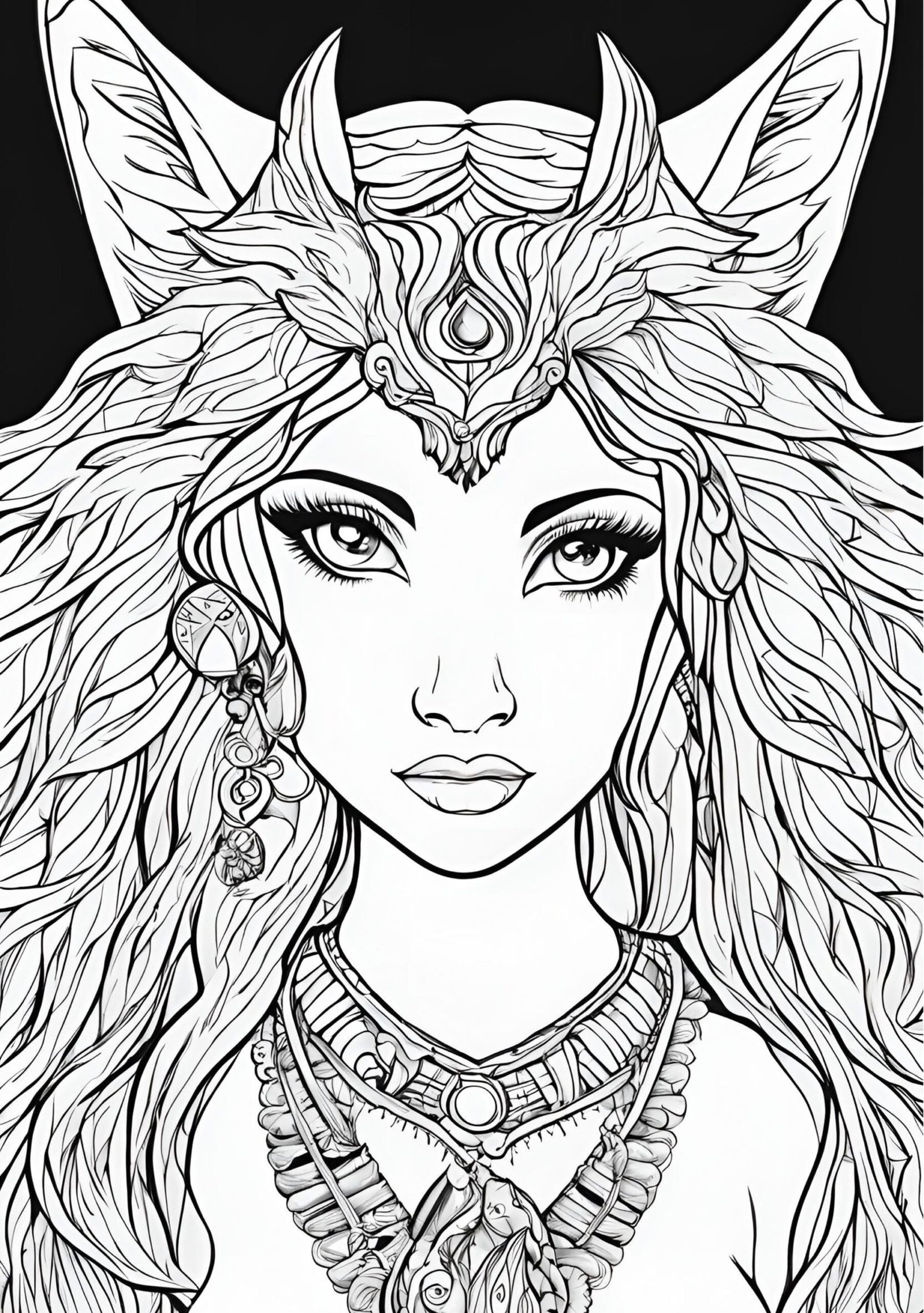 Animie Wolf Girl Coloring Pages