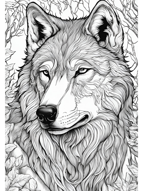 realistic wolf coloring pages_