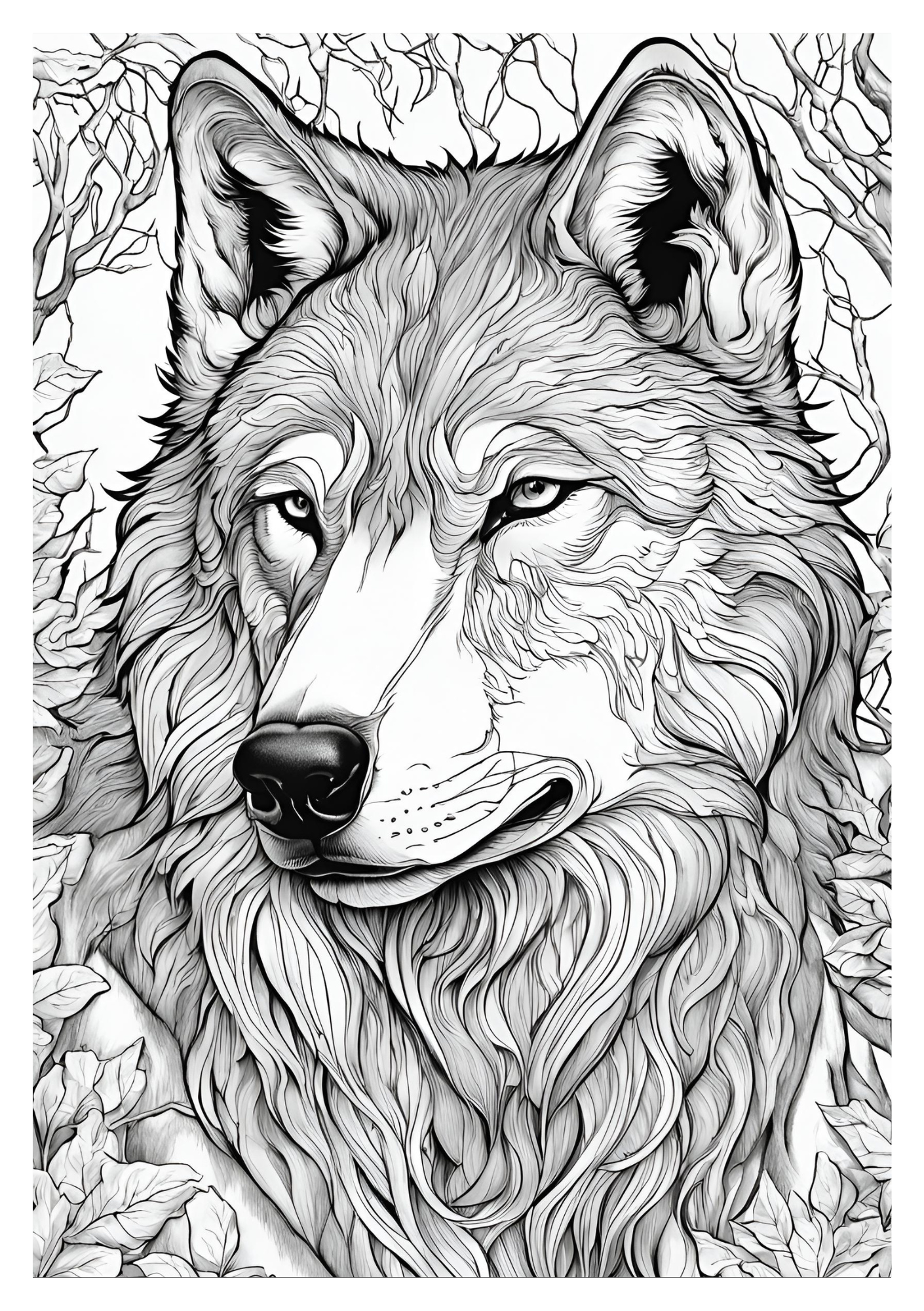 realistic wolf coloring pages_